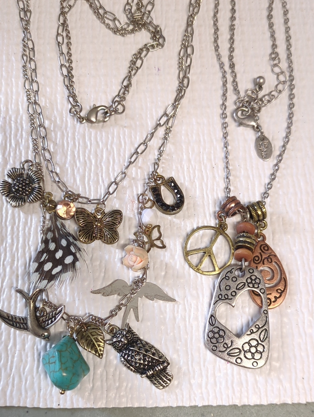 ❤️3/$10❤️R62 Silvertone Multi-Charm Necklaces  - Lia Sophia and Unbranded